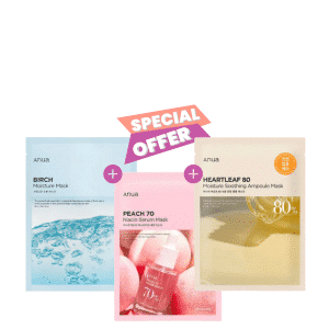 1+1+1 Anua sheet mask COMBO Heartleaf, Peach and Birch